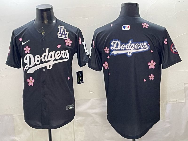 Men Nike 2026 Los Angeles Dodgers Blank Black Sakura Edition Game MLB Jersey 0014
